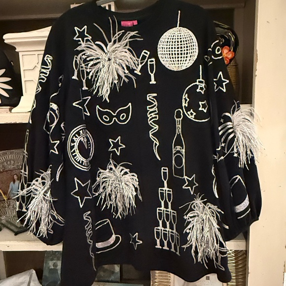 QUEEN OF SPARKLES Dresses & Skirts - Queen of Sparkles Medium NYE dress QOS M feathers sequins